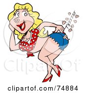 Poster, Art Print Of Flirty Blond Piggy Woman With A Sizzling Butt