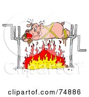 Sweaty Pig Spinning Over A Fire
