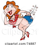 Royalty Free RF Clipart Illustration Of A Flirty Brunette Piggy Woman With A Sizzling Butt by LaffToon #COLLC74887-0065