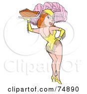 Poster, Art Print Of Piggy Showgirl Woman Serving Ribs