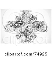 Royalty Free RF Clipart Illustration Of A Vintage Black And White Ornate Vine Flourish by BestVector