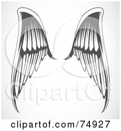Poster, Art Print Of Pair Of Gray And White Elegant Angel Wings