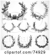Poster, Art Print Of Digital Collage Of 8 Black And White Laurel Wreaths