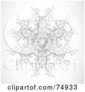 Royalty Free RF Clipart Illustration Of A Black And White Ornate Snowflake Element