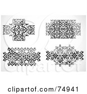 Poster, Art Print Of Digital Collage Of Black And White Floral Border Designs