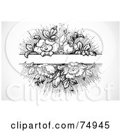 Royalty Free RF Clipart Illustration Of A Black And White Rose Burst Text Box