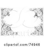 Poster, Art Print Of White Background With Ornate Floral Swirl Corners