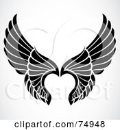 Poster, Art Print Of Pair Of Black And White Elegant Angel Wings