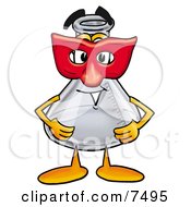 An Erlenmeyer Conical Laboratory Flask Beaker Mascot Cartoon Character Wearing A Red Mask Over His Face