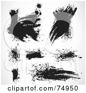 Royalty Free RF Clipart Illustration Of A Digital Collage Of Black Grungy Smears And Splatters
