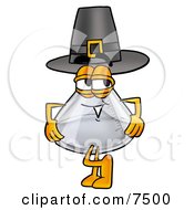 Poster, Art Print Of An Erlenmeyer Conical Laboratory Flask Beaker Mascot Cartoon Character Wearing A Pilgrim Hat On Thanksgiving