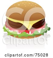 Poster, Art Print Of Cheeseburger With Two Meat Patties And One Slice Of Cheese