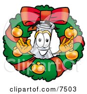 An Erlenmeyer Conical Laboratory Flask Beaker Mascot Cartoon Character In The Center Of A Christmas Wreath by Mascot Junction
