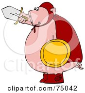 Royalty Free RF Clipart Illustration Of A Pink Warrior Pig Holding A Sword And Shield
