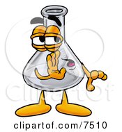 Poster, Art Print Of An Erlenmeyer Conical Laboratory Flask Beaker Mascot Cartoon Character Whispering And Gossiping