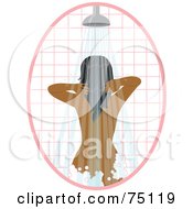 Royalty Free RF Clipart Illustration Of A African American Woman Washing Her Hair In A Shower