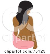Poster, Art Print Of Nude Indian Woman Sitting With A Pink Towel