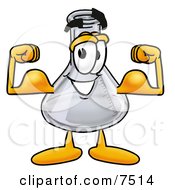 An Erlenmeyer Conical Laboratory Flask Beaker Mascot Cartoon Character Flexing His Arm Muscles