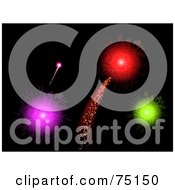 Royalty Free RF Clipart Illustration Of A Display Of Shooting Fireworks On Black by elaineitalia