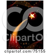 Poster, Art Print Of Star Shooting Over A Black Background With Waves