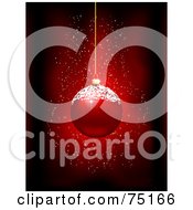 Poster, Art Print Of Red Christmas Bauble With Snow On The Top Over A Red Background