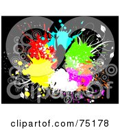Poster, Art Print Of Silhouetted Happy Girl In A Circle Of Colorful Splatters On Black