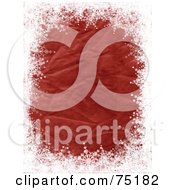 Poster, Art Print Of Red Crinkled Background Bordered In White Snowflake Grunge