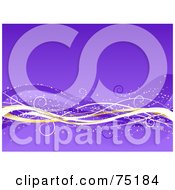 Royalty Free RF Clipart Illustration Of A Purple Christmas Background With Snow And Sparkly Waves