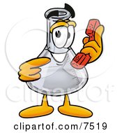 An Erlenmeyer Conical Laboratory Flask Beaker Mascot Cartoon Character Holding A Telephone