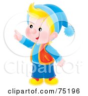 Poster, Art Print Of Little Airbrushed Winter Boy Wearing A Hat And Pointing