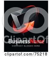 Royalty Free RF Clipart Illustration Of A Pre Made Business Logo Of A Red Arrow Around A Black Box On Black by beboy