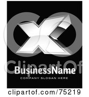 Royalty Free RF Clipart Illustration Of A Pre Made Business Logo Of A Chrome X Version 1 On Black