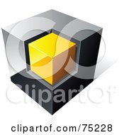 Poster, Art Print Of Pre-Made Business Logo Of A Chrome And Yellow Cube On White