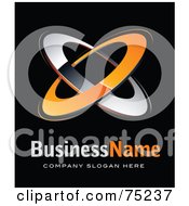 Royalty Free RF Clipart Illustration Of A Pre Made Business Logo Of Orange And Chrome Rings On Black by beboy