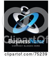 Poster, Art Print Of Pre-Made Business Logo Of Blue And Chrome Rings On Black