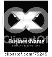 Royalty Free RF Clipart Illustration Of A Pre Made Business Logo Of A Chrome X Version 2 On Black