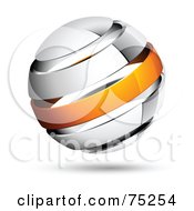 Royalty Free RF Clipart Illustration Of A Pre Made Business Logo Of A Shiny White And Orange Globe