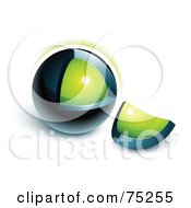 Poster, Art Print Of Pre-Made Business Logo Of A Crumbling Green And Navy Blue Orb