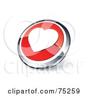 Poster, Art Print Of Round Red And Chrome 3d Heart Web Site Button