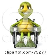 Royalty Free RF Clipart Illustration Of A 3d Green Tortoise Character Using A Wheelchair Version 1