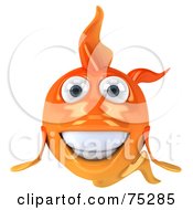 3d Happy Goldfish Character Facing Front