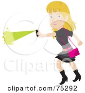 Poster, Art Print Of Tough Blond Caucasian Woman Defending Herself With Pepper Spray