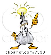 Poster, Art Print Of An Erlenmeyer Conical Laboratory Flask Beaker Mascot Cartoon Character With A Bright Idea
