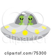 Poster, Art Print Of Two Alien Beings Flying A Saucer