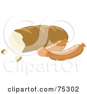 Royalty Free RF Clipart Illustration Of Sausage Links And French Bread by Rosie Piter