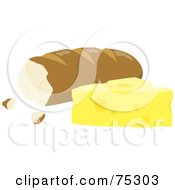 Royalty Free RF Clipart Illustration Of A Cheese Wedge With French Bread