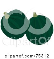 Royalty Free RF Clipart Illustration Of Two Dark Green Squash