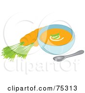 Poster, Art Print Of Bowl Of Carrot Soup With A Swirl And Seasoning Garnish