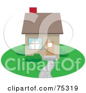 Poster, Art Print Of Small Brown Home With A Path And Red Chimney