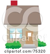 Poster, Art Print Of Small Brown Home With A Red Chimney
